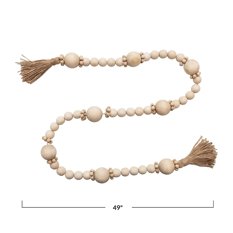 Hello Honey® 4ft. Wood Bead Garland with Jute Tassels