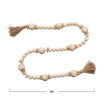 Hello Honey® 4ft. Wood Bead Garland with Jute Tassels