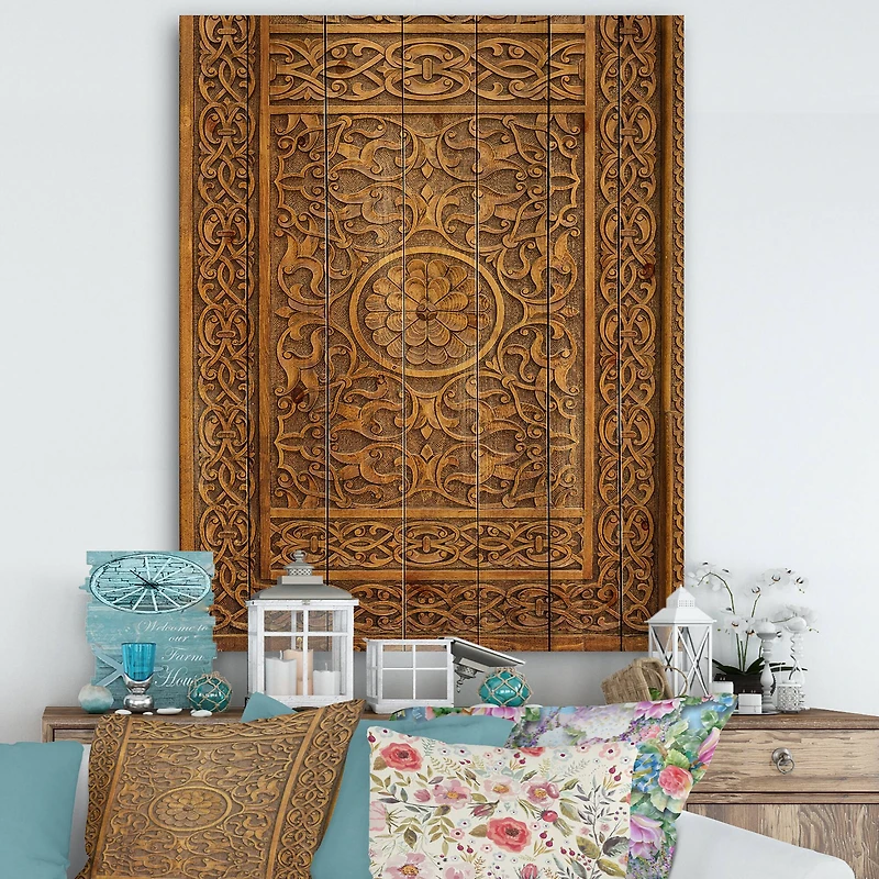 Designart - Old Carved Wooden Door