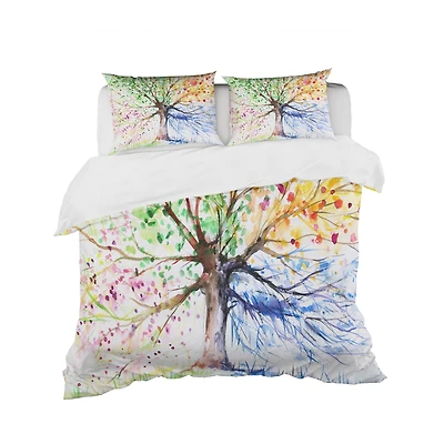 Designart 'Four Seasons Tree' Floral Bedding Set