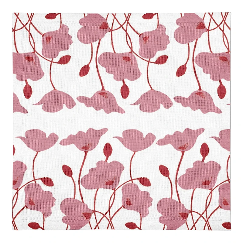 Pink Retro Florals 10" x 10" Cotton Twill Napkin