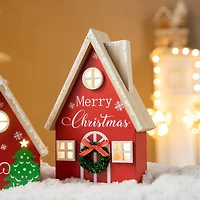 Glitzhome® Christmas Lighted Wooden House Table Décor Set