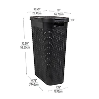 Mind Reader 40L Ventilated Slim Laundry Hamper with Cut Out Handles & Attached Hinged Lid