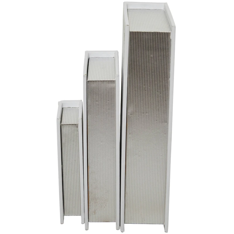 Off White Faux Leather Faux Book Box Set