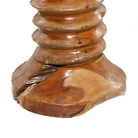 19" Brown Teak Wood Rustic Stool