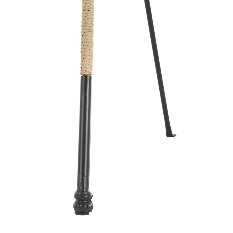 53.5" Black Metal Slim Foldable 2-Tier Easel with Wrapped Rattan Accents