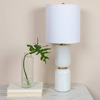 Hello Honey® 2ft. Stacked Glass Base Table Lamp with White Cotton Drum Shade