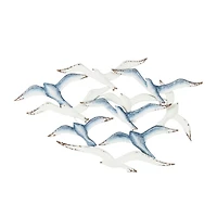 38" Blue Metal Bird Wall Décor with Brown Distressed Accents