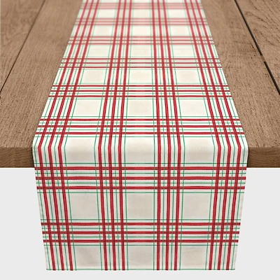 72" Painted Christmas Plaid Poly Twill Table Runner