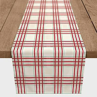 72" Painted Christmas Plaid Poly Twill Table Runner