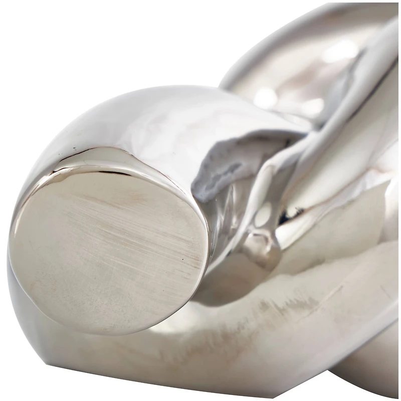 12" Silver Ceramic Knot Abstract Sculpture