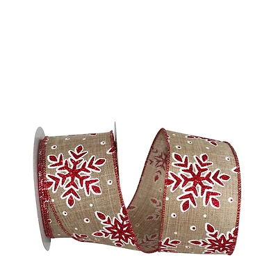 JAM Paper 2.5" x 10yd. Wired Snowflake Glitter Outline Ribbon
