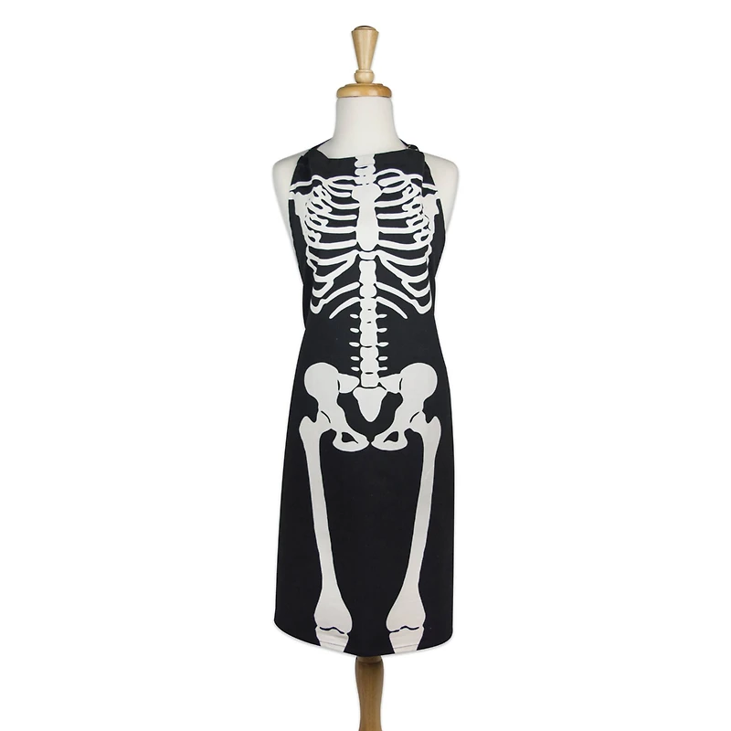 Skeleton Print Apron & Oven Mitt Kitchen Set