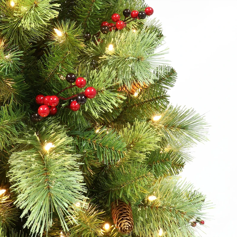 6.5ft. Pre-Lit Washington Spruce Aritificial Christmas Tree, Warm White LED Lights