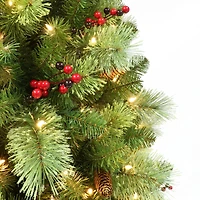 6.5ft. Pre-Lit Washington Spruce Aritificial Christmas Tree, Warm White LED Lights