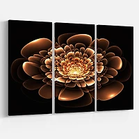 Designart - Glittering Brown Yellow Fractal Flower
