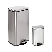 Honey Can Do Stainless Steel Step Trash Cans with Lid Set