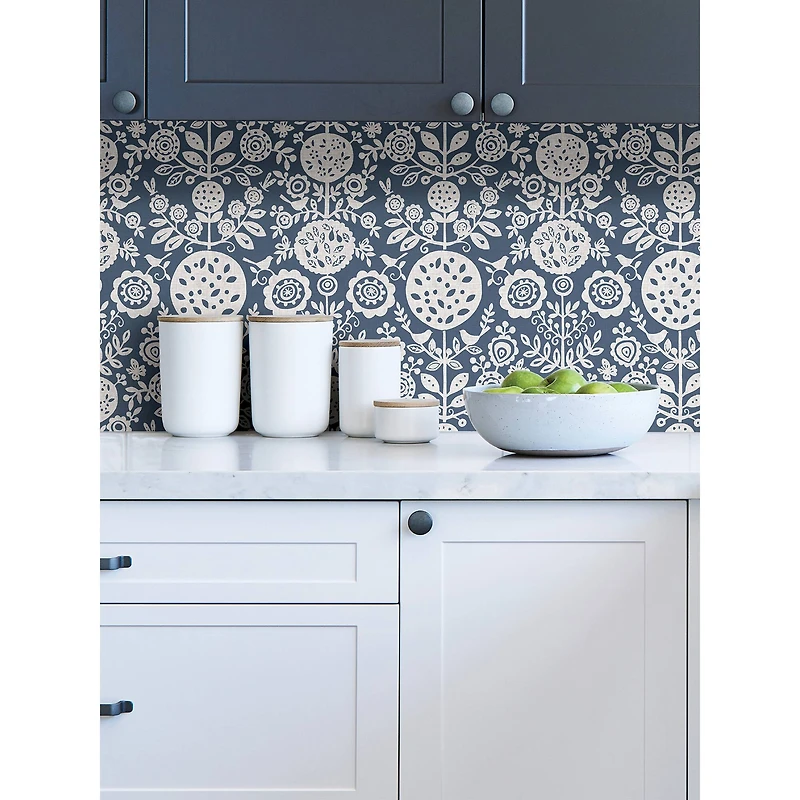 NuWallpaper Navy Anya Peel & Stick Wallpaper