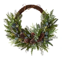 30" Pine & Pinecone Christmas Wreath on Twig Ring