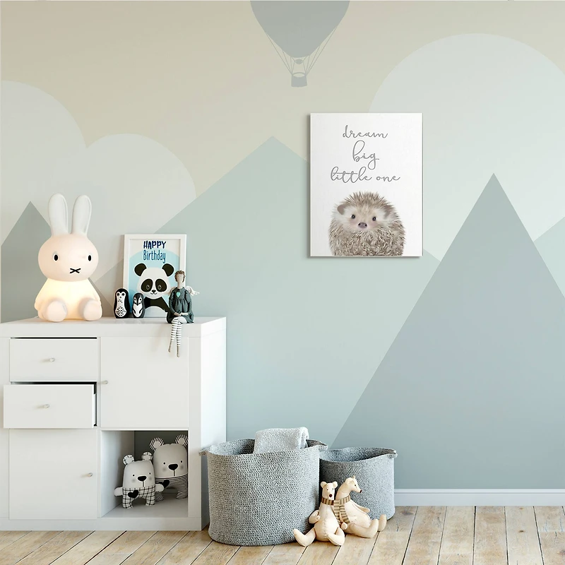 Stupell Industries Dream Big Little One Adorable Inspirational Hedgehog Canvas Wall Art