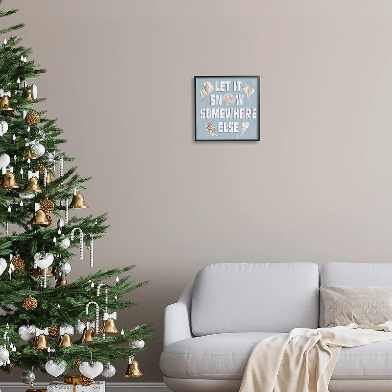 Stupell Industries Let It Snow Somewhere Else Seashells Framed Giclee Art