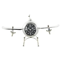 19" Silver Stainless Steel Decorative Airplane Clock