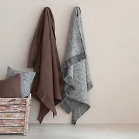 Hello Honey® 60" Brown Brushed New Zealand Wool Throw with Ruffled Edge