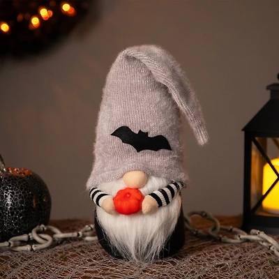 8" Halloween Bat Standing Gnome with Pumpkin