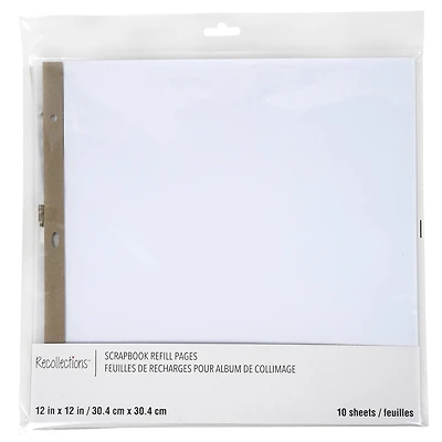 12" x 12" White Scrapbook Refill Pages by Recollections