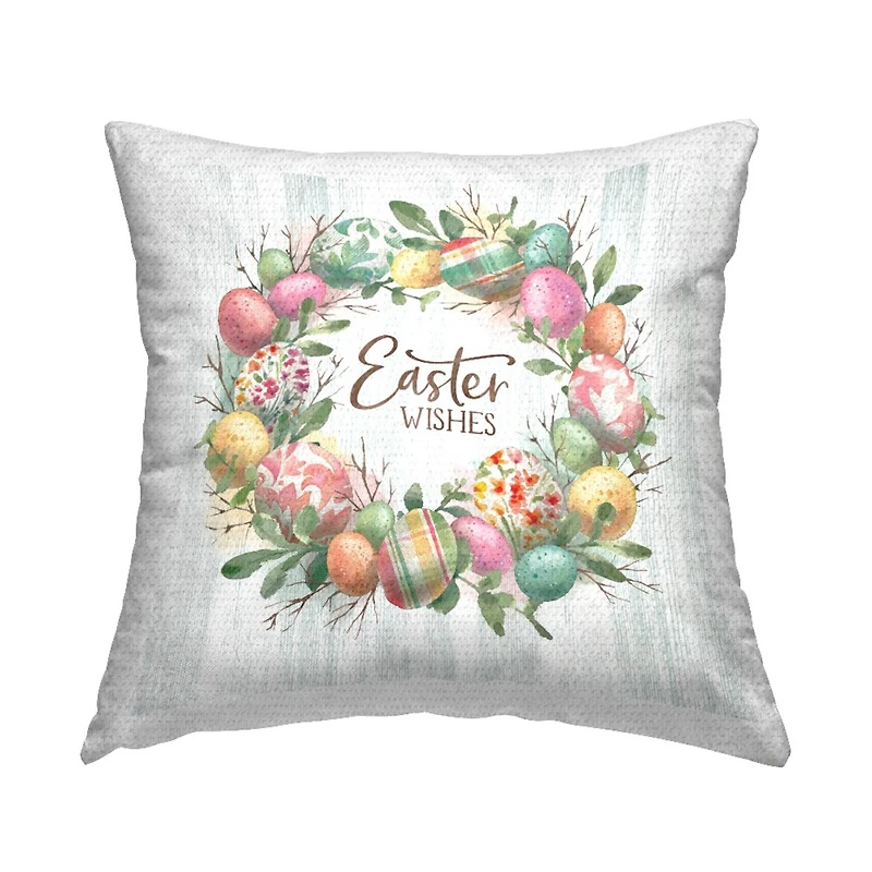 Stupell Industries Easter Wishes Wreath Outdoor Printed Pillow