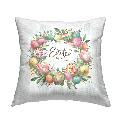 Stupell Industries Easter Wishes Wreath Outdoor Printed Pillow