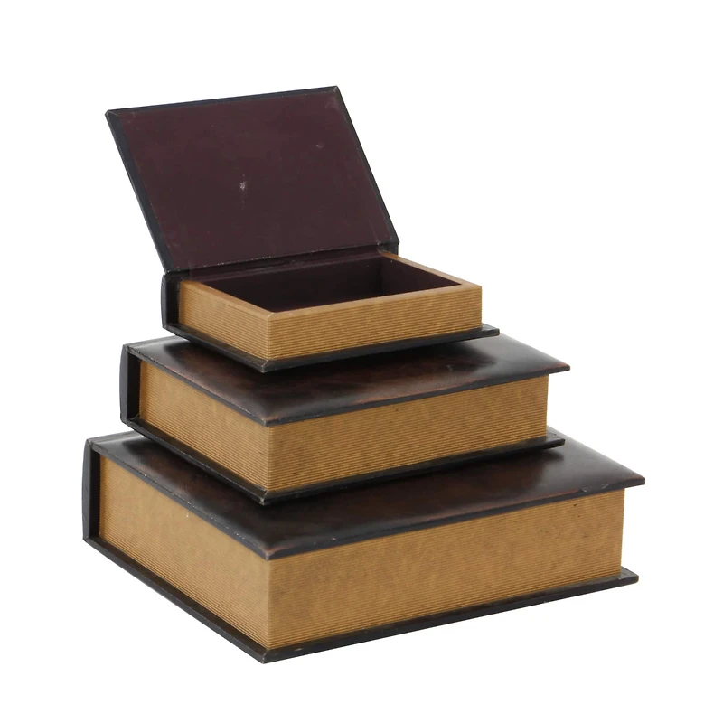 Brown Wood Traditional Book Box Set