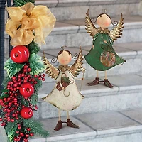 Design Toscano Holiday Helpers Metal Angel Statue Set