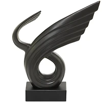 15" Porcelain Wing Abstract Sculpture with Black Base