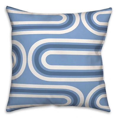 Groovy Blue Lines Throw Pillow