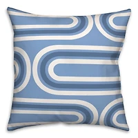 Groovy Blue Lines Throw Pillow