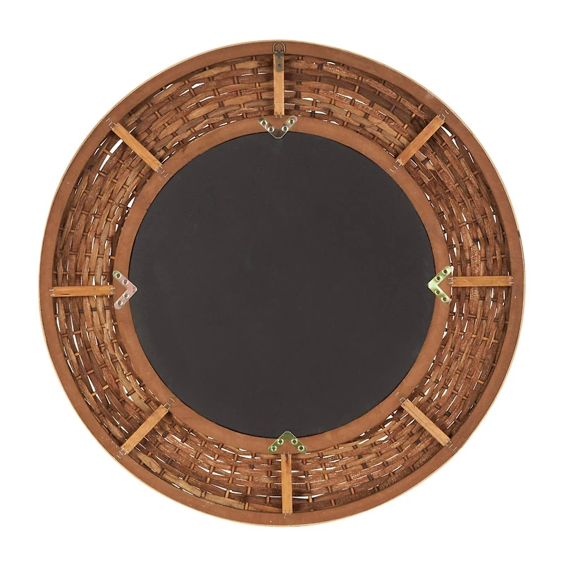 Brown Seagrass  Handmade Wall Mirror with Black Inner Frame