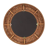 Brown Seagrass  Handmade Wall Mirror with Black Inner Frame