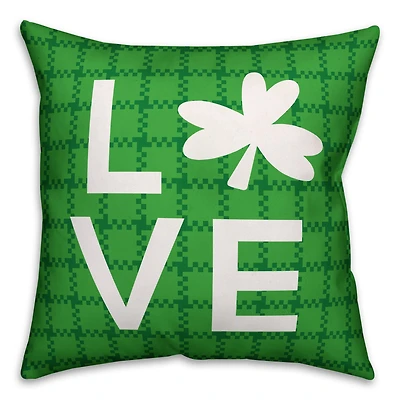 Plaid Clover Love Throw Pillow