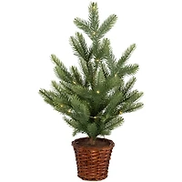 20" Pre-Lit Artificial Pine Christmas Tree with Basket, Warm White LED Lights