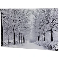 Fiber Optic Lighted Snowfall Winter Lane Christmas Canvas Wall Art