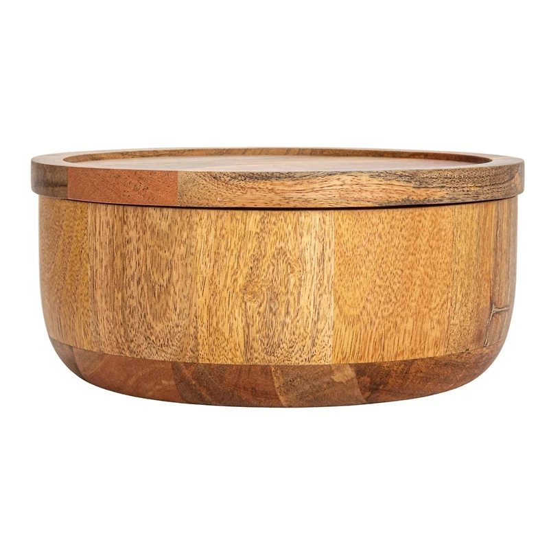 Hello Honey® 10" Round Natural Mango Wood Serving Bowl with Lid