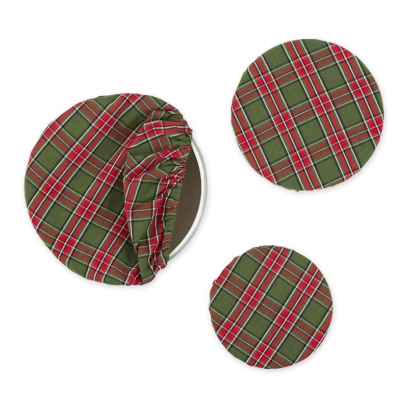 DII® O Christmas Tree Plaid Dish Cover Set, 3ct.