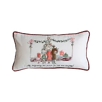 Hello Honey® 24" x 12" Cotton Printed Lumbar Pillow with Family, Piping & Velvet Back