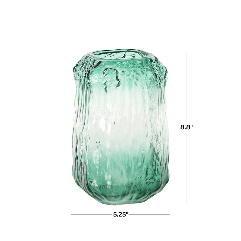 9" Green Glass Vase