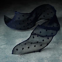 2.5" x 3yd. Wired Navy Pom Pom Dotted Crinkle Chiffon Ribbon by Celebrate It®