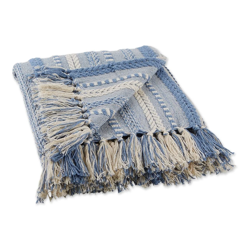 DII® Stonewash Blue Braided Stripe Throw