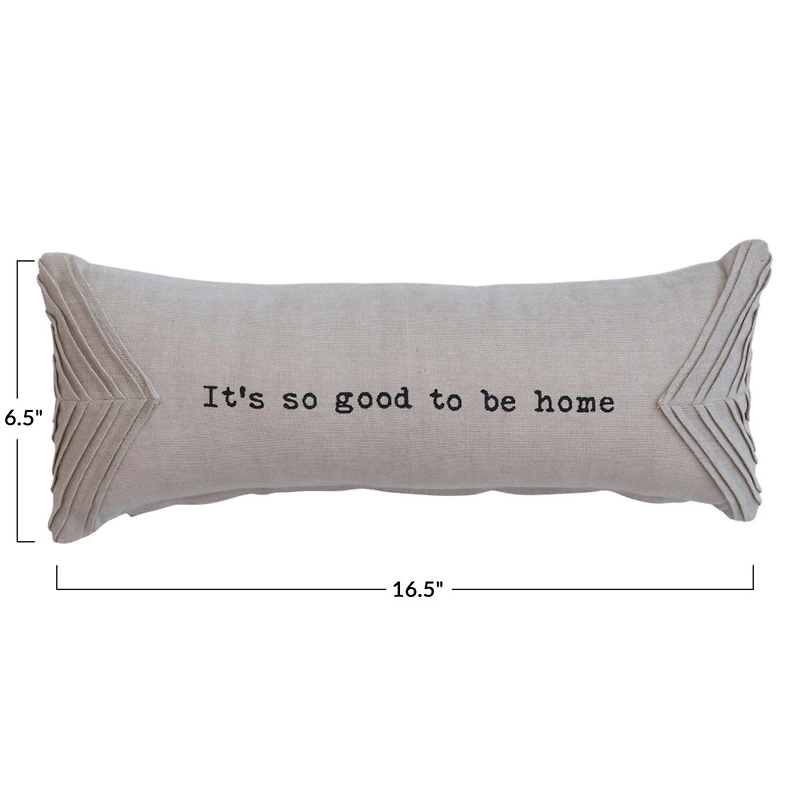 Hello Honey® It's So Good To Be Home Cotton Chambray Lumbar Pillow with Pleats