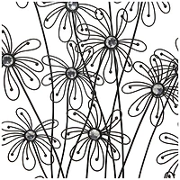 40" Black Metal Floral Sculpture with Crystal Embellishments