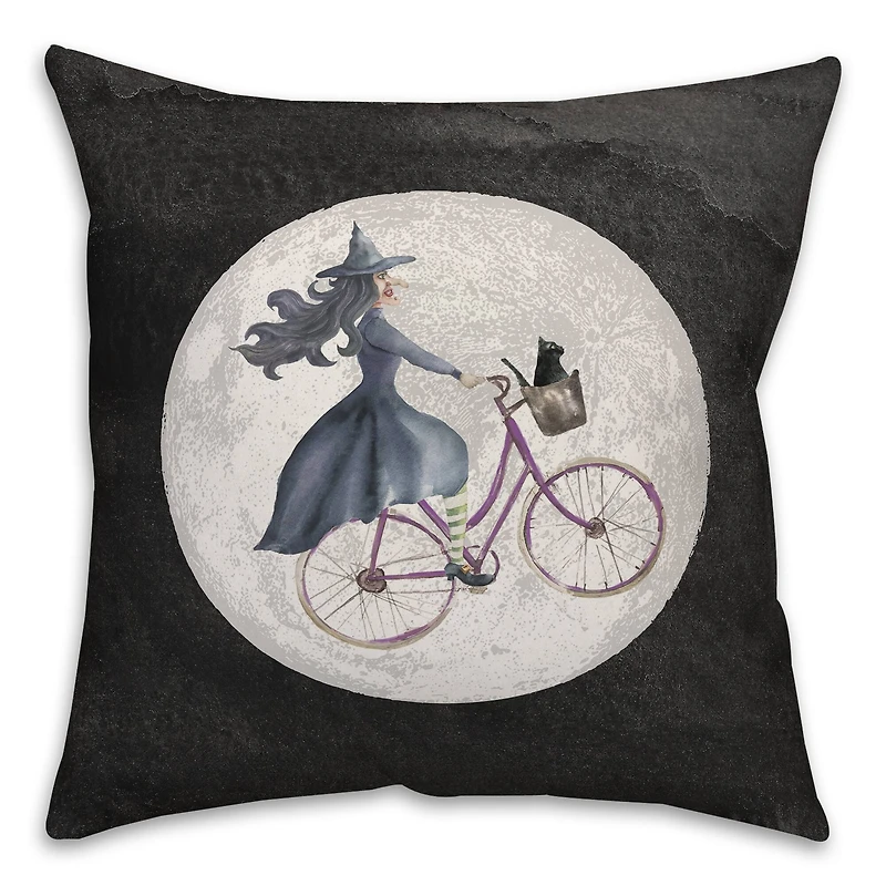 Witch Bike Throw Pillow